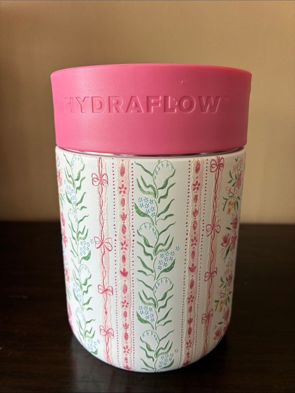 HydraFlow Pink Floral Insulated Bottle with Silicone Lid